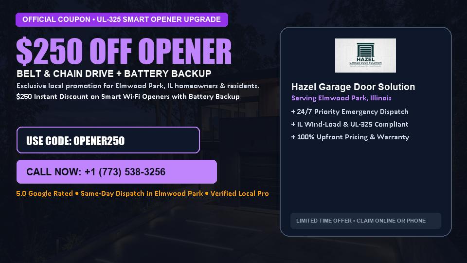 Hazel Garage Door Solution $250 OFF Premium LiftMaster Opener Installation in Elmwood Park, IL